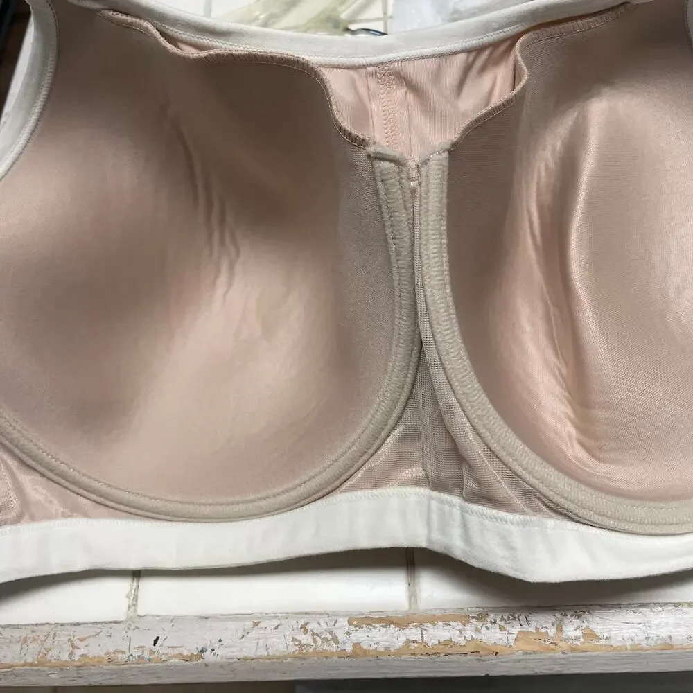 Natori Yogi Back Close Bra 38DDD Lined Convertible Sports Bra Mocha Ivory - Picture 4 of 5